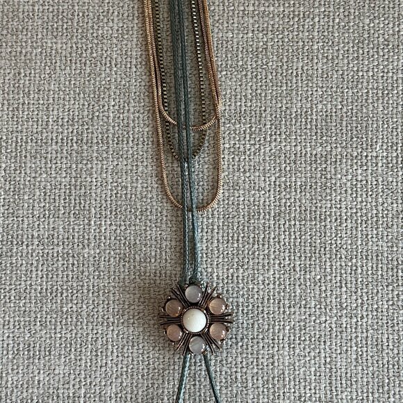 Altar'd State Antique Gold Layered Necklace with Pendant - NEW WITH TAG - Picture 3 of 9